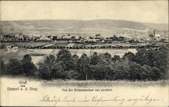 Postcard Hennef on the Sieg, seen from the Bergmannslust