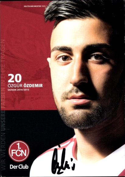 Autogrammkarte Fußballer Özgür Özdemir, 1. FC Nürnberg, Autogramm