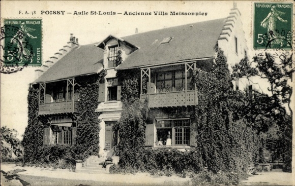 Ak Poissy Yvelines, F. A. 38 POISSY
-
REPUBLIQUE FRANCAISE
Asile St-Louis-Ancienne Villa Meiss...