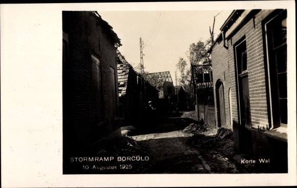 Postcard Borculo Gelderland, storm disaster 10. August 1925, Korte Wal