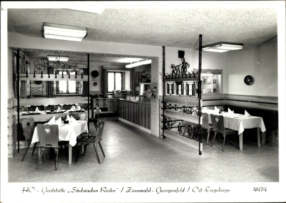 Ak Zinnwald Georgenfeld Altenberg im Erzgebirge, Gasthof Sächsischer Reiter, Innenansicht