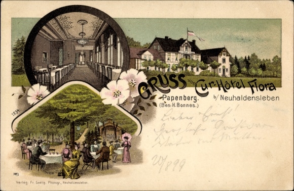 Chromo-Litho Neuhaldensleben Haldensleben Börde, Cur-Hotel Flora, Papenberg