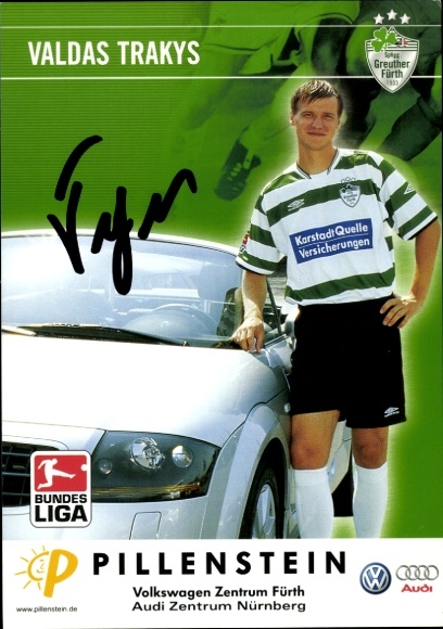 Autograph card footballer Valdas Trakys, SpVgg Greuther Fürth, autograph