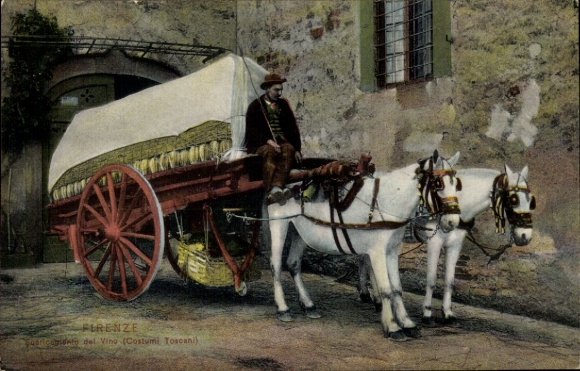 Ak Firenze Florenz Toscana, Weintransport