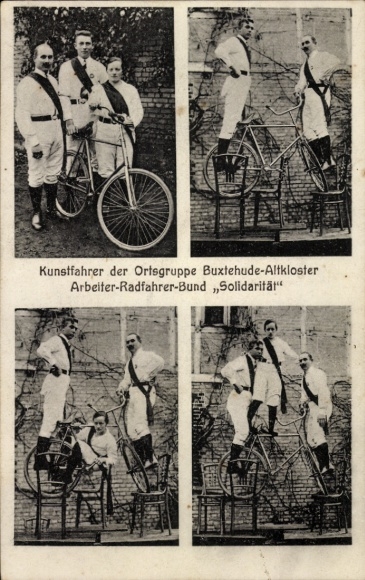 Ak Kunstfahrer der Ortsgruppe Buxtehude-Altkloster, Arbeiter-Radfahrer-Bund Solidarität