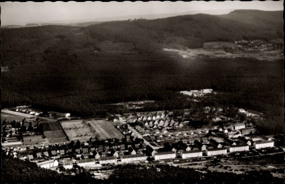 PC Eberstadt Darmstadt in Hesse, aerial photo, church firs, settlement