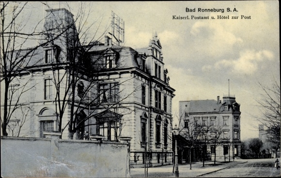 Ansichtkaart Ronneburg in Thüringen, Keizerlijk Postkantoor, Hotel zur Post