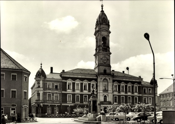 Postcard Grossenhain in Saxony, town hall, monument