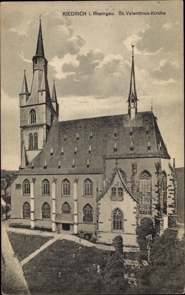 Postcard Kiedrich im Rheingau Taunus, St. Valencius Church