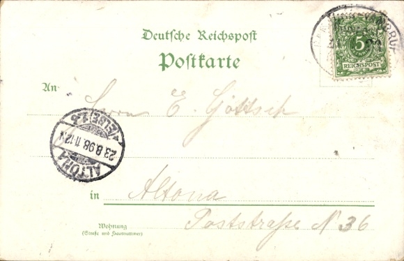 Chromo-Litho Vossloch Bokholt Hanredder in Holstein, Hotel and Restaurant zum grünen Wald