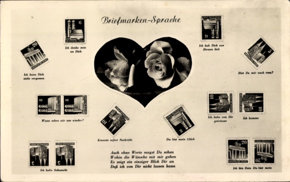 Briefmarken Ak Briefmarkensprache, Rosen, Ich denke stets an Dich, EAS 3000