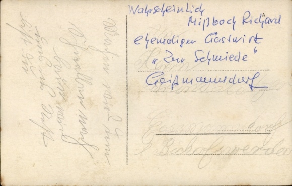 foto Ak Geißmannsdorf Bischofswerda in Saksen, Richard Mißbach, herbergier Zur Schmiede, uniform
