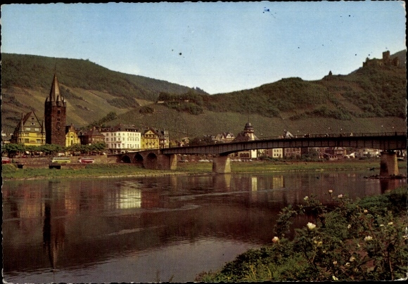 Postcard Braubach am Rhein, majestic landscape, bridge, river, historic buildings