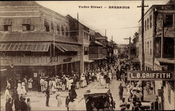 Postcard Saint Michael Barbados, Tudor Street, L. B. Griffith