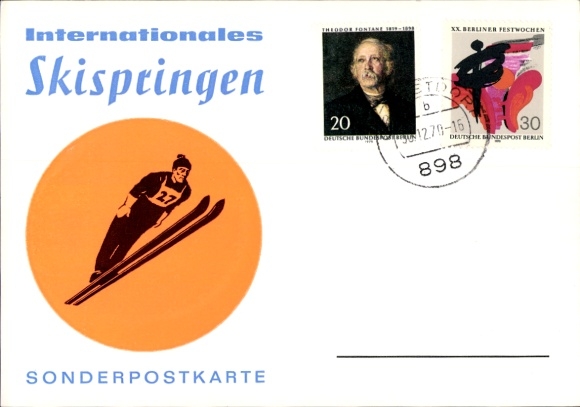 Ak Internationales Skispringen, Sonderpostkarte