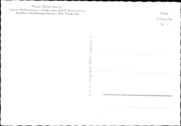 Postcard Sprötze Buchholz in the Nordheide, Haus Osterberg, vegetarian. Forest recreation and diet cure home