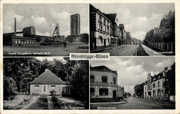 Postcard Altenbögge Bönen in Westphalia, Königsborn mine, shaft III/IV, Bismarckstraße, youth home