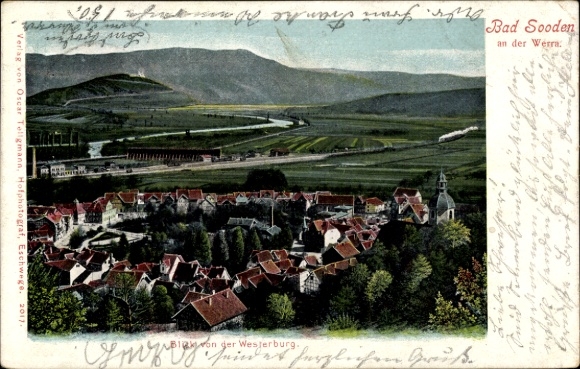 KP Bad Sooden Allendorf an der Werra Hesja, widok na Westerburg, Werra