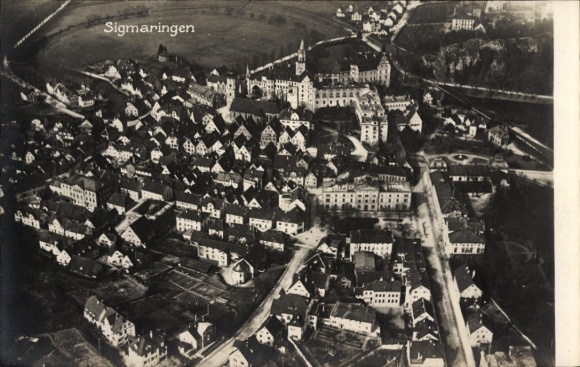 Ak Sigmaringen an der Donau, Fliegeraufnahme