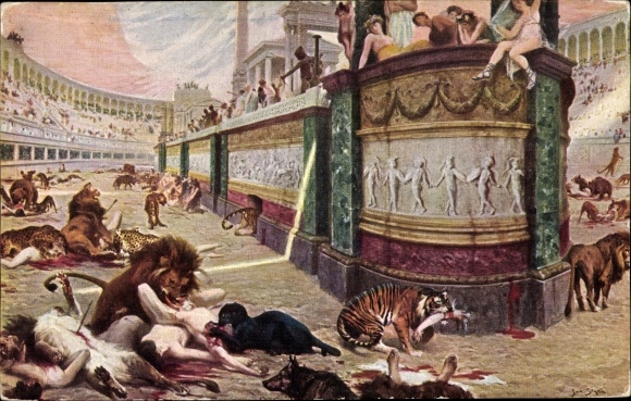 Artist PC Styka, Jan, The Bloody Arena, Nero, lions, tigers, big cats tear people apart