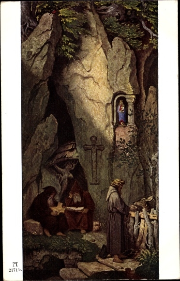 Artist PC Schwind, Moritz von, Three hermits in a rock grotto