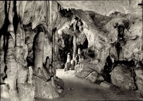 Postcard Warstein in Sauerland, stalactite cave, hall of 60 giants