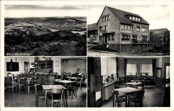 Postcard Karbach im Hunsrück, Gasthaus-Pension zur Post, interior view