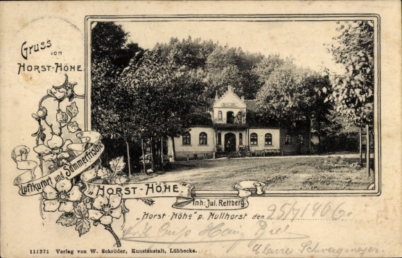 Postcard Hüllhorst in Westphalia, hotel, garden, forest