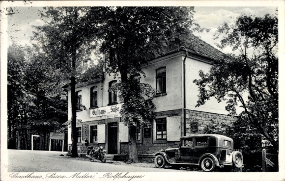 Ak Rolfshagen Auetal in Schaumburg, Gasthaus Süße Mutter, Bäume, 1930er Jahre Auto