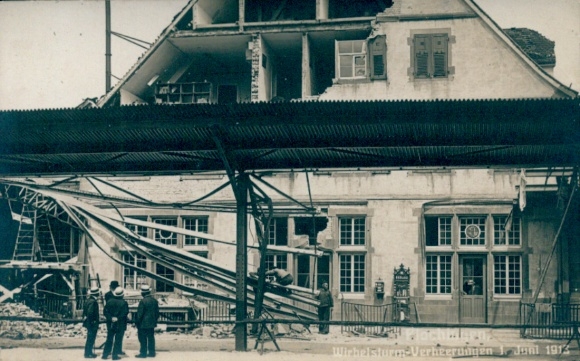 Postcard Plochingen am Neckar, hurricane devastation June 1, 1913