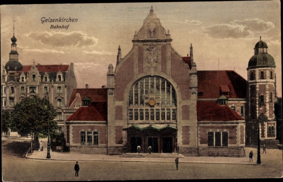 Postcard Gelsenkirchen in the Ruhr area, train station