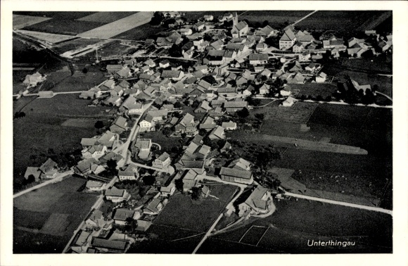 Postcard Unterthingau in Allgäu, aerial photograph