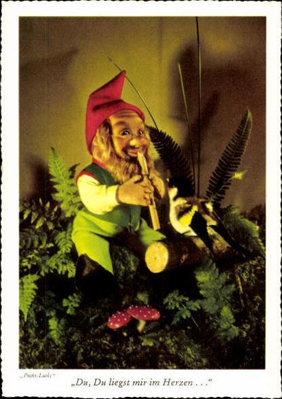 8 old Postcard dwarfs in the forest Pucki Lucki, various views