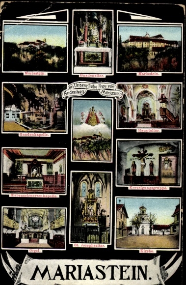 Postcard Mariastein Canton Solothurn, Mariastein pilgrimage church, Chapel of Grace, organ, church