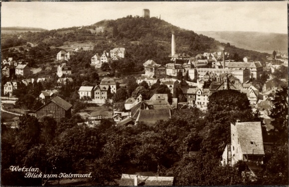 Postcard Wetzlar on the Lahn, view to Kalsmunt, place
