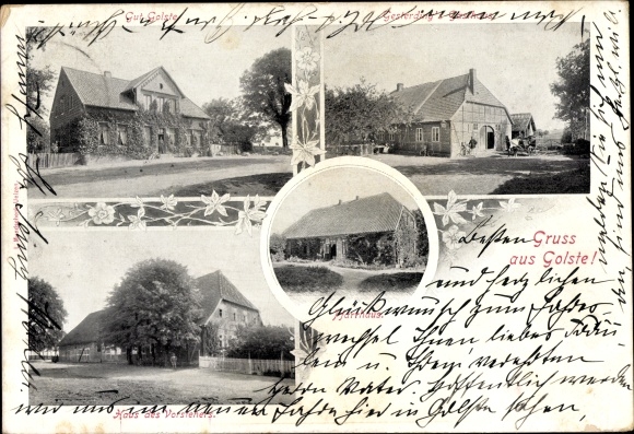Postcard Golste Natendorf in the Lüneburg Heath, parsonage, estate, house of the headman