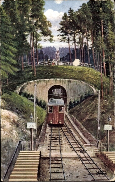 Postcard Baden Baden am Schwarzwald, Merkurbahn, tunnel at the viewing platform station