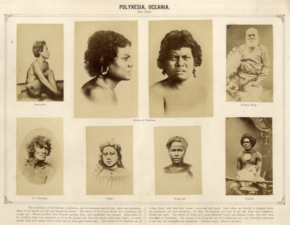 Polynesia. Oceania. Eight rare ethnographic original photos, around 1870