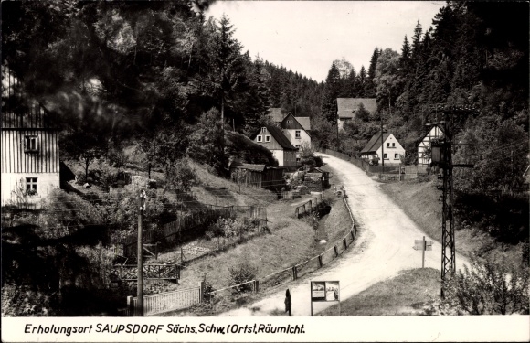 foto Ak Räumicht Saupsdorf Sebnitz in Saksen, straatdeel