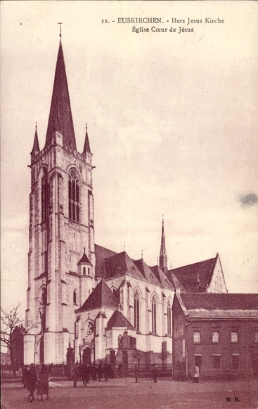 Postcard Euskirchen North Rhine-Westphalia, Sacred Heart Church, Eglise Cour de Jésus, architectural...