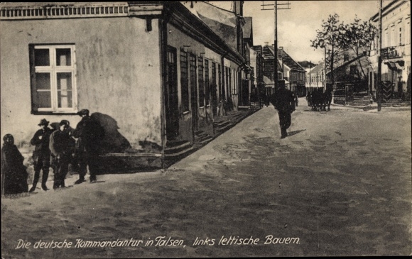Postcard Talsi Talsen Kurland Latvia, German commandership, Latvian peasants