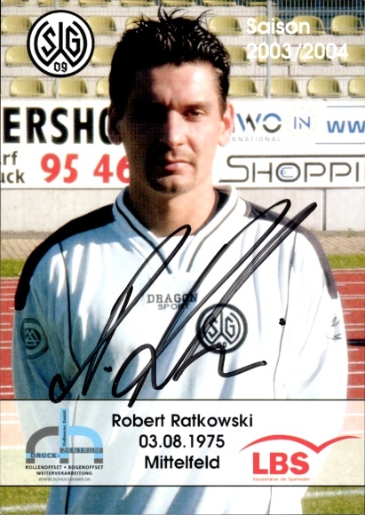 Autograph card footballer Robert Ratkowski, SG Wattenscheid 09, autograph