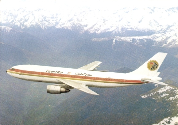 Postcard passenger aircraft Airbus A 300 of Egypt Air