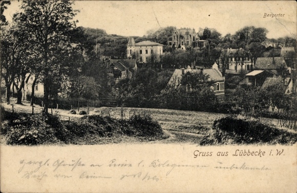 Postcard Lübbecke in Westphalia, Bergertor, view of the landscape, greetings from Lübbecke i. W.
