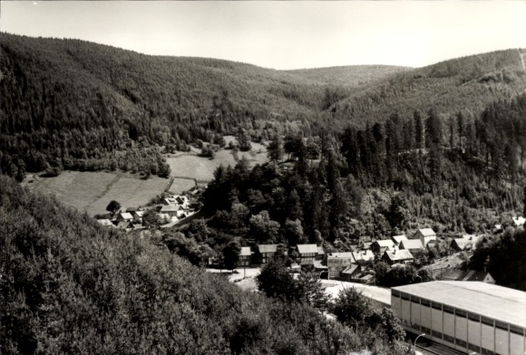Ak Luisenthal im Thüringer Wald, Schöne Berglandschaft, Dorfansicht, Wald, Häuser, Schwarz-Wei...