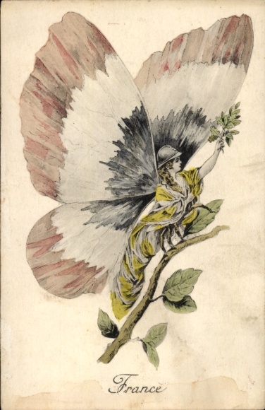 Ak Frankreich, Nationalallegorie, Schmetterling