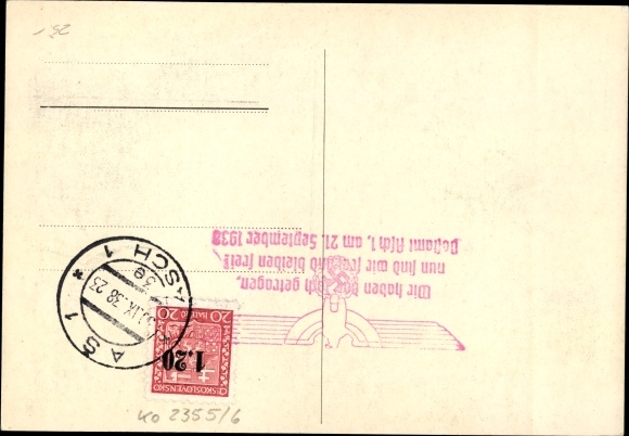 Postcard We did it, Asch is free, September 21, 1938, Sudetenland, Greater Germany