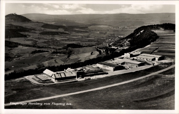Postcard Schwäbisch Gmünd in Württemberg, Hornberg Air Base, aerial photography