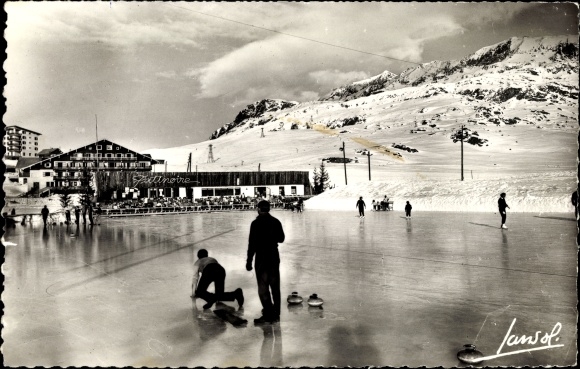 Postcard L&#39;Alpe d&#39;Huez Isere, The Ice Rink and the Grandes Rousses Chain