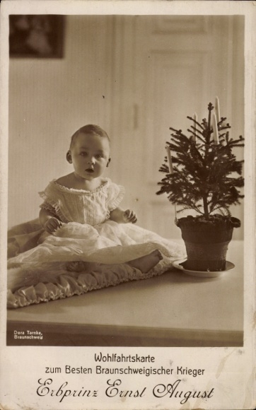 Postcard Hereditary Prince Ernst August of Brunswick, child portrait, welfare card, photo. Dora Tarnke